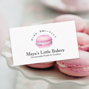 Rustieke Roze Macaron Waterverf Bakkerij Visitekaartje