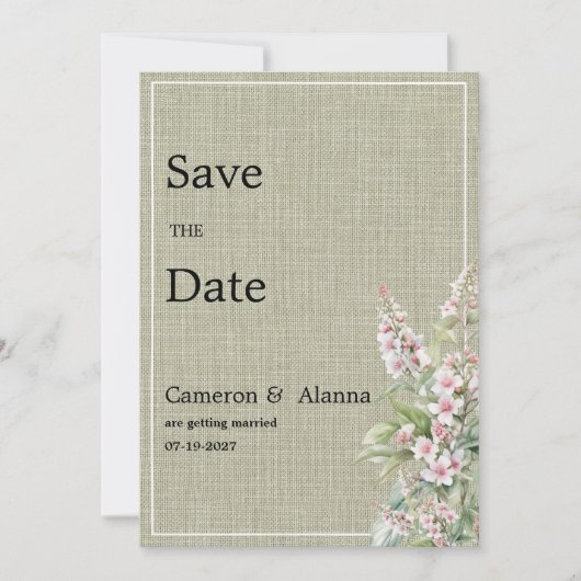 Rustieke roze mint botanische bloem Save the Date Kaart (Voorkant)