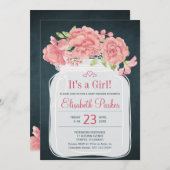 Rustieke roze pioen metselaar jar marine meisje ba kaart (Voorkant / Achterkant)