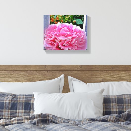 Rustieke Roze Pioenbloem Canvas Afdruk (Insitu (Slaapkamer))