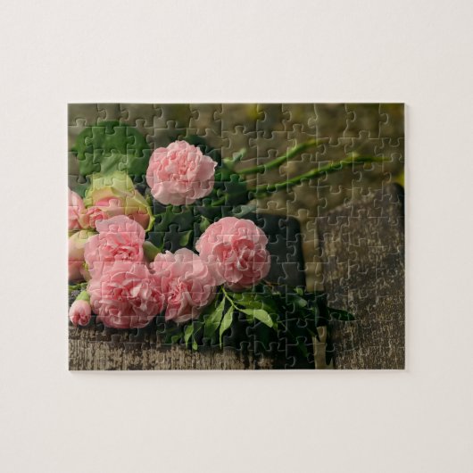 Rustieke Roze Pioenen Stilleven Legpuzzel (Horizontaal)
