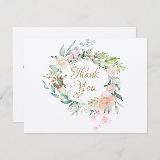 Rustieke Rozen Garland Business Dank u kaart (Voorkant / Achterkant)