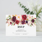 Rustieke RSVP-kaarten, elegant, Bourgogne, hout Kaart (Staand voorkant)