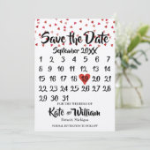 Rustieke Ruby Red Love Heart Kalender Save the Dat Save The Date (Staand voorkant)