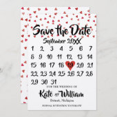 Rustieke Ruby Red Love Heart Kalender Save the Dat Save The Date (Voorkant / Achterkant)