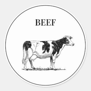 Rustieke rundvlees bruiloft maaltijd keuze ronde sticker