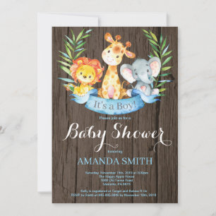 Rustieke Safari Jungle Dieren Jongen Baby Shower Kaart