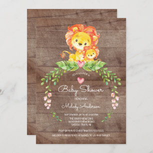 Rustieke Safari Oerwoud Leeuw Baby shower Invitati Kaart