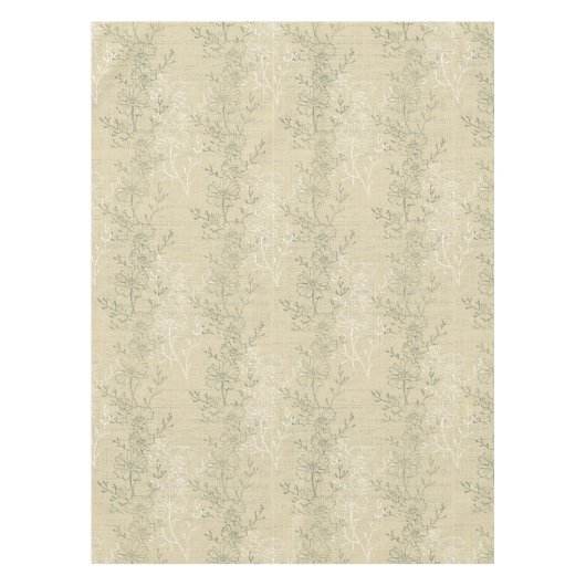Rustieke Sage Green Daisies op beige achtergrond Tafelkleed (Voorkant)