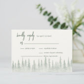Rustieke Sage Green Mountain bruiloft RSVP Kaartje (Staand voorkant)