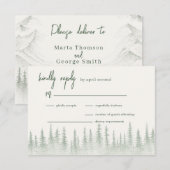 Rustieke Sage Green Mountain bruiloft RSVP Kaartje (Voorkant / Achterkant)