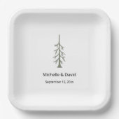 Rustieke Sage Green Pine Tree bruiloft receptie Papieren Bordje (Voorkant)