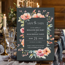 Rustieke Sage Groene Bloemen Monogram Save the Dat Save The Date