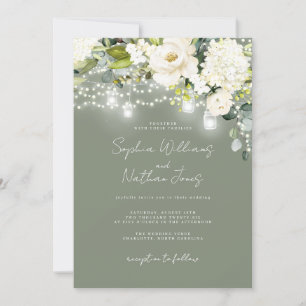 Rustieke salie champagne bloemenbruiloft kaart
