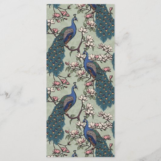 Rustieke Salie Groen Bloemen Pauw Vogel Wedding Me Menu (Achterkant)