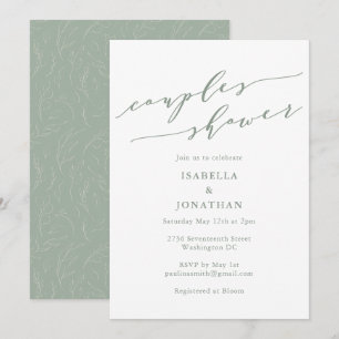 Rustieke Saliegroen Botanische Script Bruidsshower Kaart