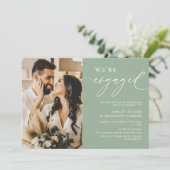 Rustieke Saliegroene Foto Verlovingsfeest Kaart (Staand voorkant)