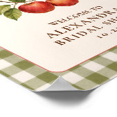 Rustieke Saliegroene Gingham Appel Bruiloftsborrel Poster (Hoek)