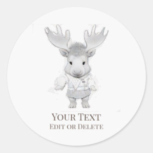 *~* Rustieke Schattigee AP49 Cartoon Baby MooseSti Ronde Sticker