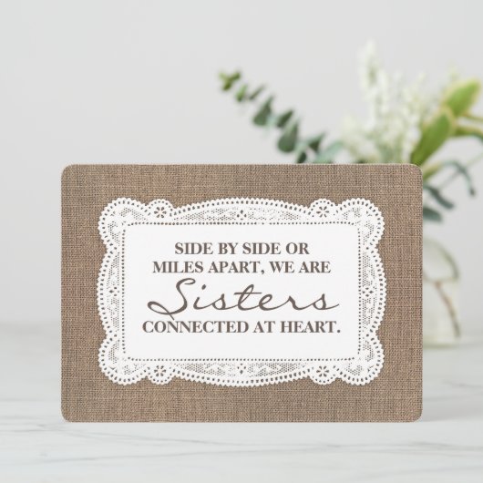 Rustieke Schattigee bruidsmeisje / Maid of Honor V Kaart (Staand voorkant)