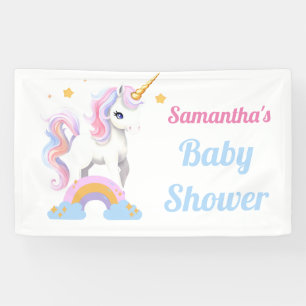 Rustieke Schattigee Waterverf Regenboog Eenhoorn B Spandoek