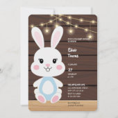 Rustieke Schattigee Witte Bunny Baby shower Uitnod Kaart (Voorkant)