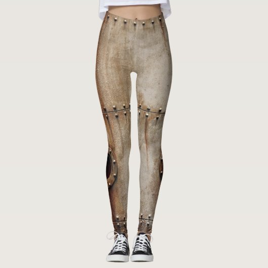 Rustieke scheepswrak metalen klinknagels textuur leggings (Voorkant)