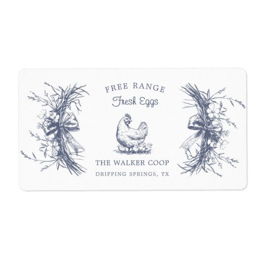 Rustieke Schetched Boerderij Ei Karton Label (Voorkant)