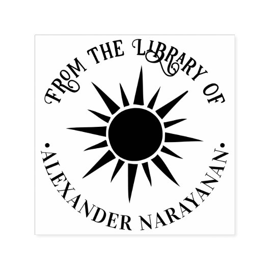 Rustieke Schijnende Zon en Stralen Bibliotheek Boe Zelfinktende Stempel (Design)
