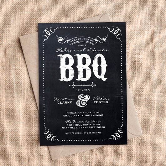 Rustieke schoolbord repetitie diner BBQ Kaart