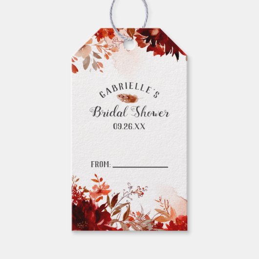 Rustieke schoonheid Floral Border Bruids Display D Cadeaulabel (Voorkant)