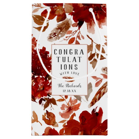 Rustieke schoonheid Floral Fall Bruiloft Gefelicit Klein Cadeauzakje (Achterkant)