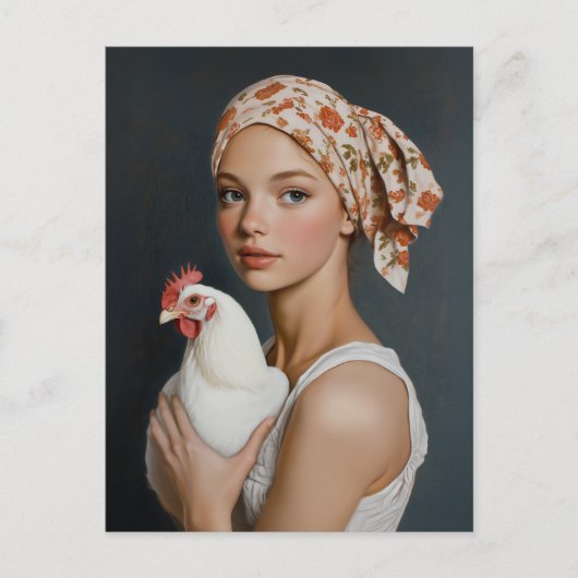 Rustieke schoonheid met kip briefkaart (Voorkant)