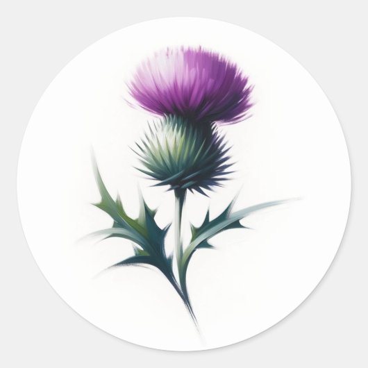 Rustieke Schotse Distel Ronde Stickers (Voorkant)