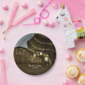 Rustieke Schuur & Boomverlichting Trouwpapier Bord (Feest)