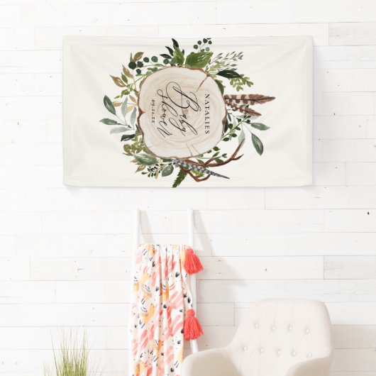 Rustieke schuur botanische stijlvolle baby shower spandoek (Insitu)