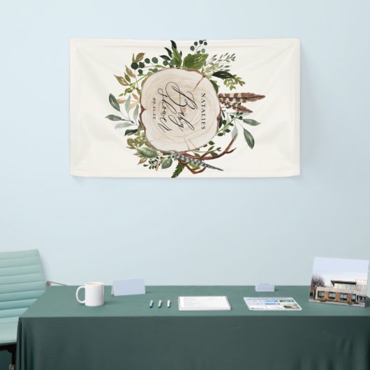 Rustieke schuur botanische stijlvolle baby shower spandoek (Beurs)