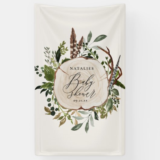 Rustieke schuur botanische stijlvolle baby shower spandoek (Verticaal)