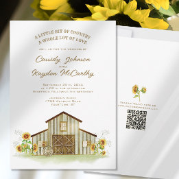 Rustieke schuur country zonnebloem waterverf trouw kaart