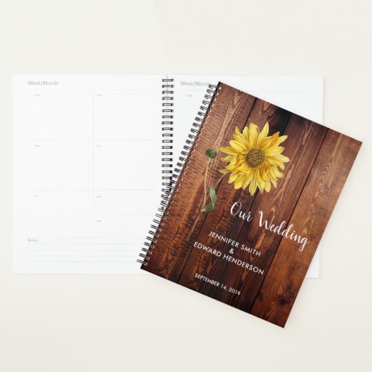 Rustieke schuur donker hout zonnebloem bruiloft pl planner (Display)