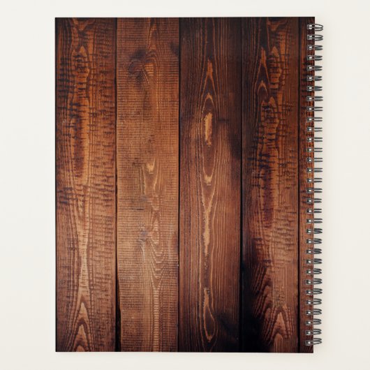 Rustieke schuur donker hout zonnebloem bruiloft pl planner (Achterkant)