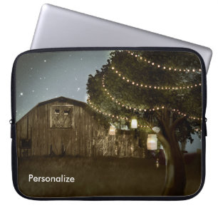 Rustieke schuur- en boomlichten laptophoesje laptop sleeve