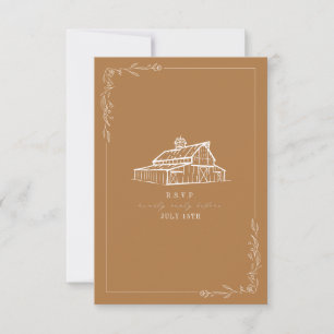 Rustieke schuur Goldenrod bruiloft RSVP Kaartje