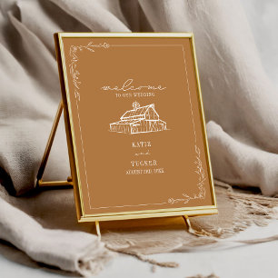 Rustieke schuur Goldenrod herfst bruiloft Welkom Poster