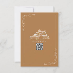 Rustieke schuur Goldenrod QR Code Bruiloft RSVP Kaartje