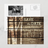 Rustieke Schuur Hout Berk Bomen Winter Save the Da Aankondigingskaart (Voorkant / Achterkant)