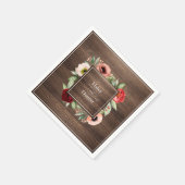 Rustieke schuur hout bloemenbruiloft met namen servet (Hoek)