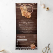 Rustieke schuur hout Boho pompoen herfst herfst br Drieluik Uitnodiging (Binnen)