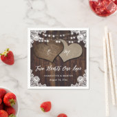 Rustieke schuur hout burlap kant monogram bruiloft servet (Insitu)