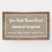 Rustieke schuur hout en jute aangepaste evenement spandoek (Horizontaal)